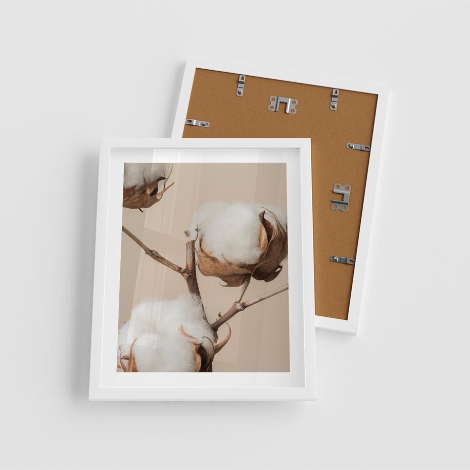 Plakat w ramie 40x50 - Bawełniana melancholia - bawełna, suche - rama biała