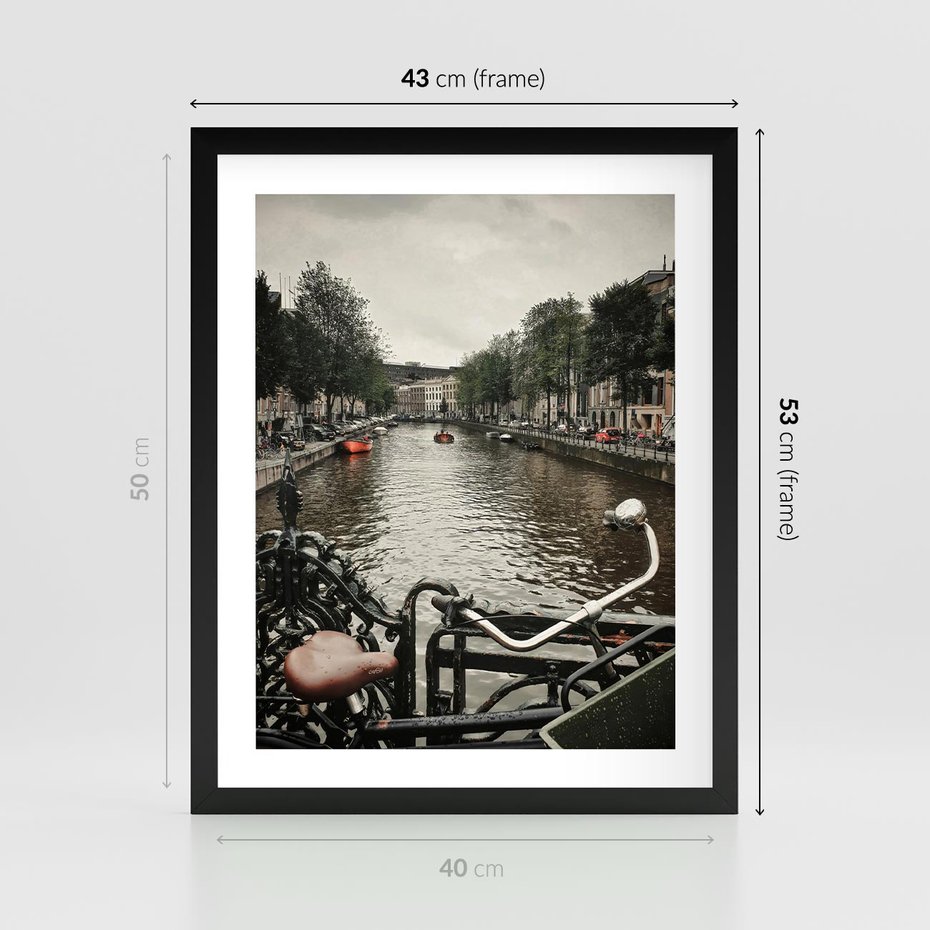 Plakat w ramie 40x50 - Miasto na Wodzie - holenderskie kanały, amsterdam - rama czarna