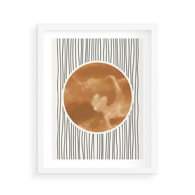 Plakat w ramie 40x50 - Eteryczne Krągłe Echa - boho obraz, geometria - rama biała
