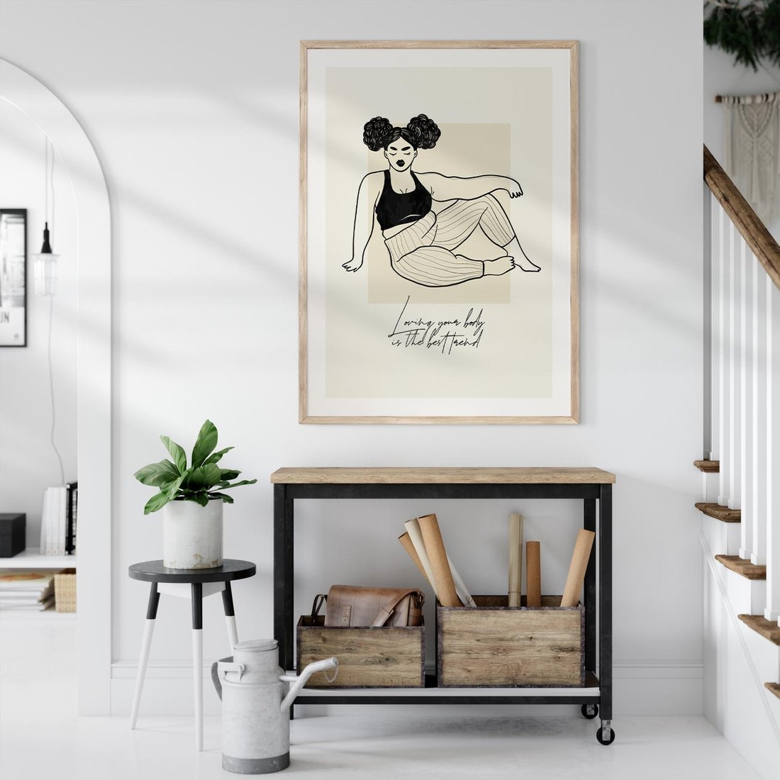 Plakat w ramie 30x40 - Kobieca Moc - nowoczesna sztuka kobieca, plakat - rama drewno