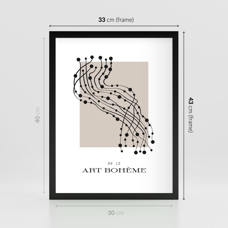 Plakat w ramie 30x40 - Migocące Konstrukcje Abstrakcji - sztuka minimalizmu, biało czarna rycina - rama czarna