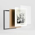 Plakat w ramie 40x50 - Spojrzenia na szkicowaną przeszłość - kwiaty, typografia - rama czarna