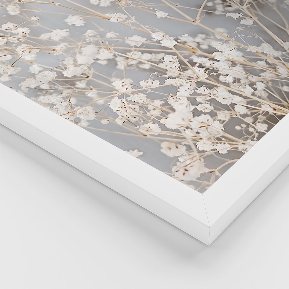 Zestaw obrazy w ramie 50x70 galeria - Kawa, typografia, kwiaty - rama biała