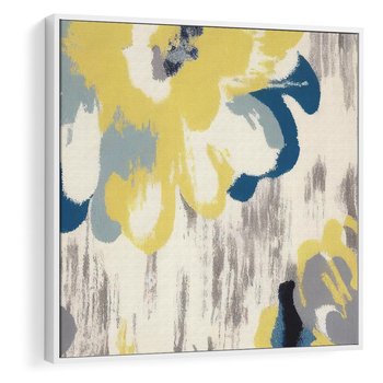 Obraz w ramie 80x80 - Kwiatowe Impresje - malowane duże kwiaty, kolory żółty - rama biała