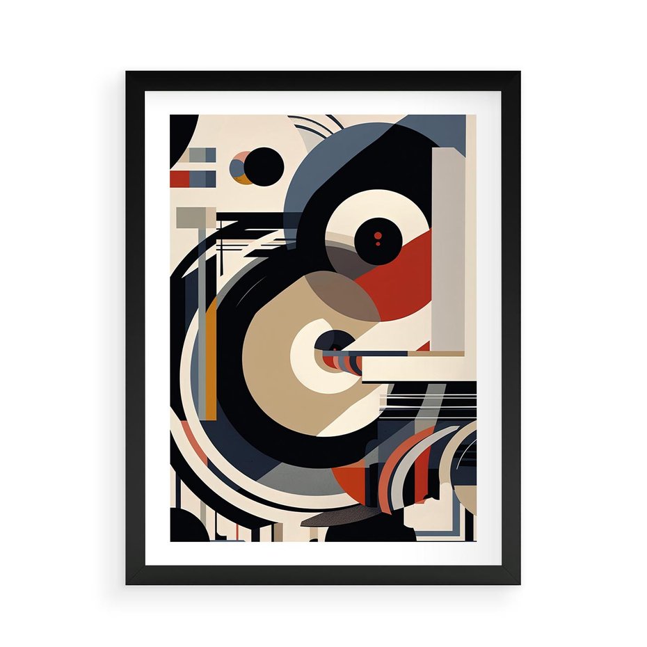 Plakat w ramie 50x70 - Wibracje Marzeń - abstrakcyjny obraz, geometryczne koła - rama czarna