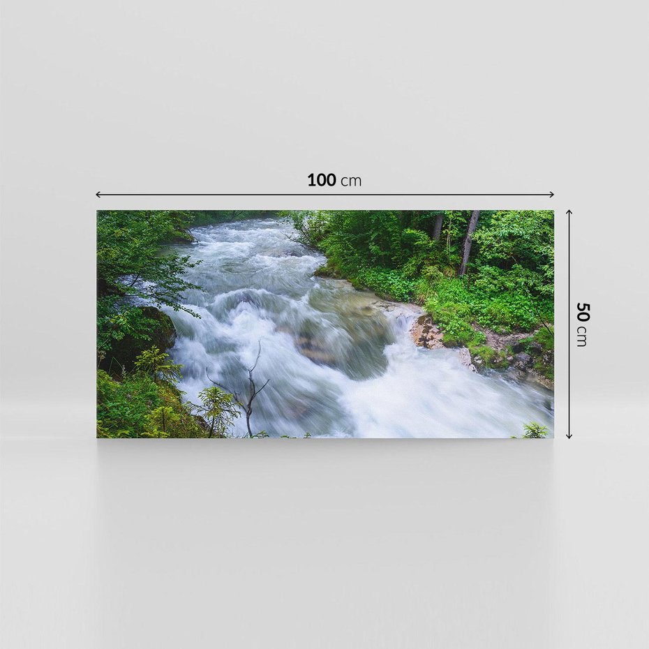 Obraz na płótnie 100x50 - Magia lasu nad rzeką - wodospad, rzeka