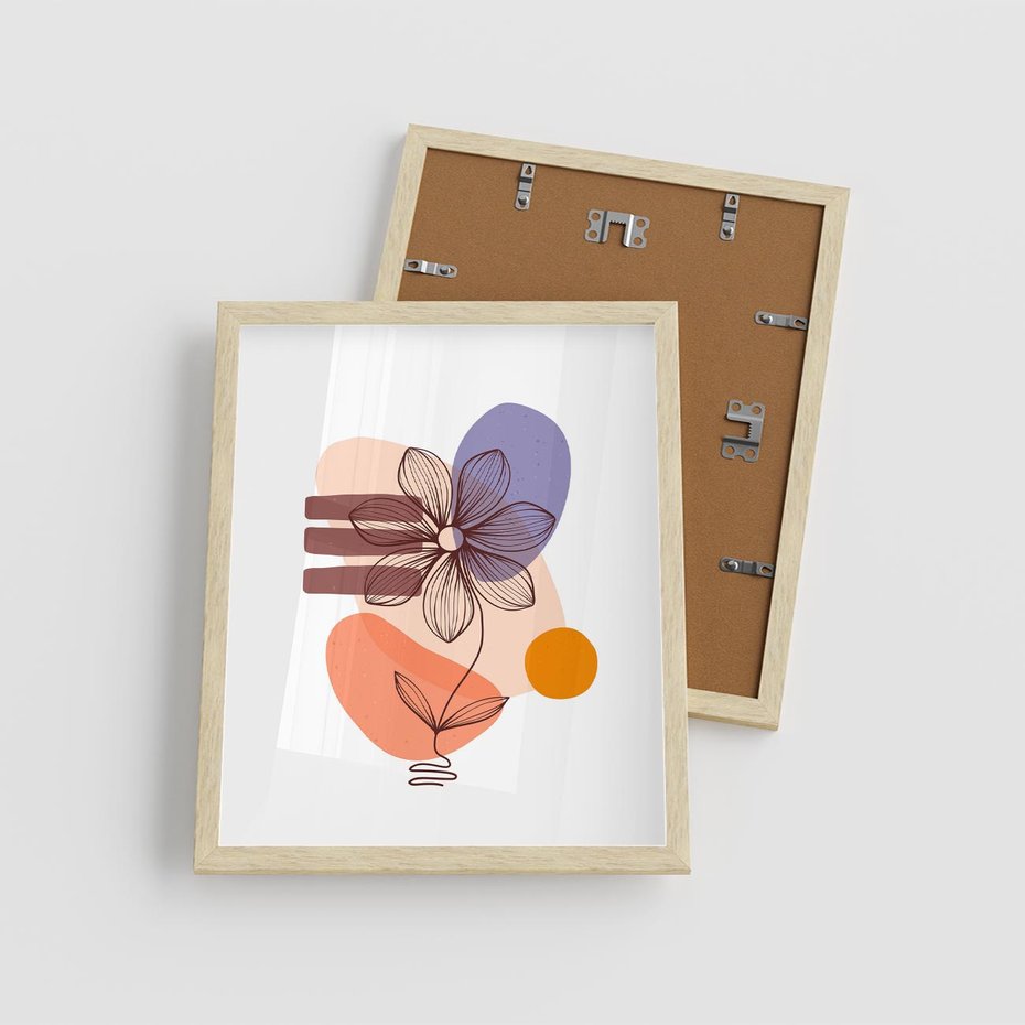 Plakat w ramie 40x50 - Migocące Odbicia Kwiatów - abstrakcyjna sztuka, plamy - rama drewno