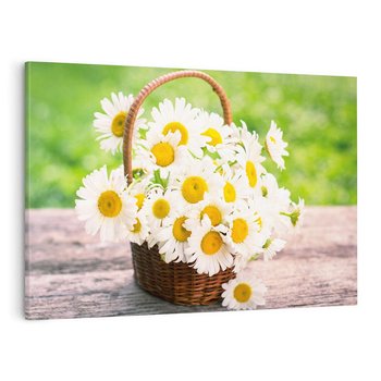 Obraz na płótnie 100x70 - Koszyk pełen kwiatów - koszyk, kwiaty