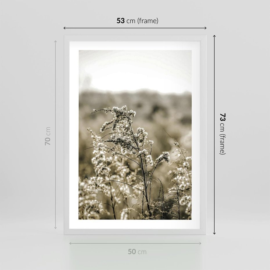 Plakat w ramie 50x70 - Pampas i Bocho - suche trawy, bocho - rama biała