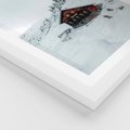 Plakat w ramie 30x40 - Zimowa Magia - domek, śnieg - rama biała