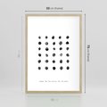 Plakat w ramie 50x70 - Boho Sztuka Wolości - minimalistyczny plakat, czarne kropki na białymtle - rama drewno