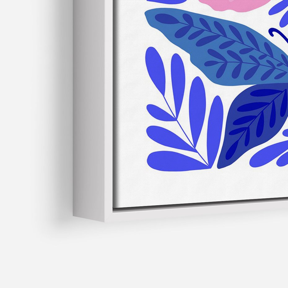 Obraz w ramie 70x100 - Delikatna Symfonia Natury - motyle, rośliny - rama biała