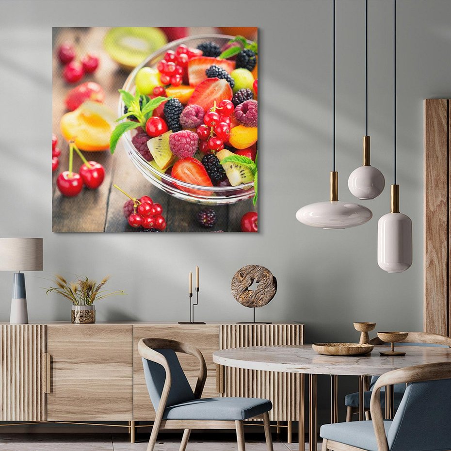 Obraz na płótnie 60x60 - Kulinarne rozkosze - miska, owoce