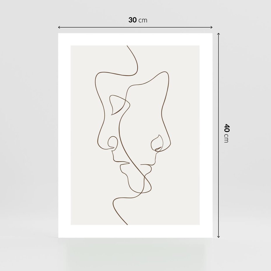 Plakat bez ramy 30x40 - Jedna Linia, Dwie Twarze - minimalistyczny plakat, dwie twarze