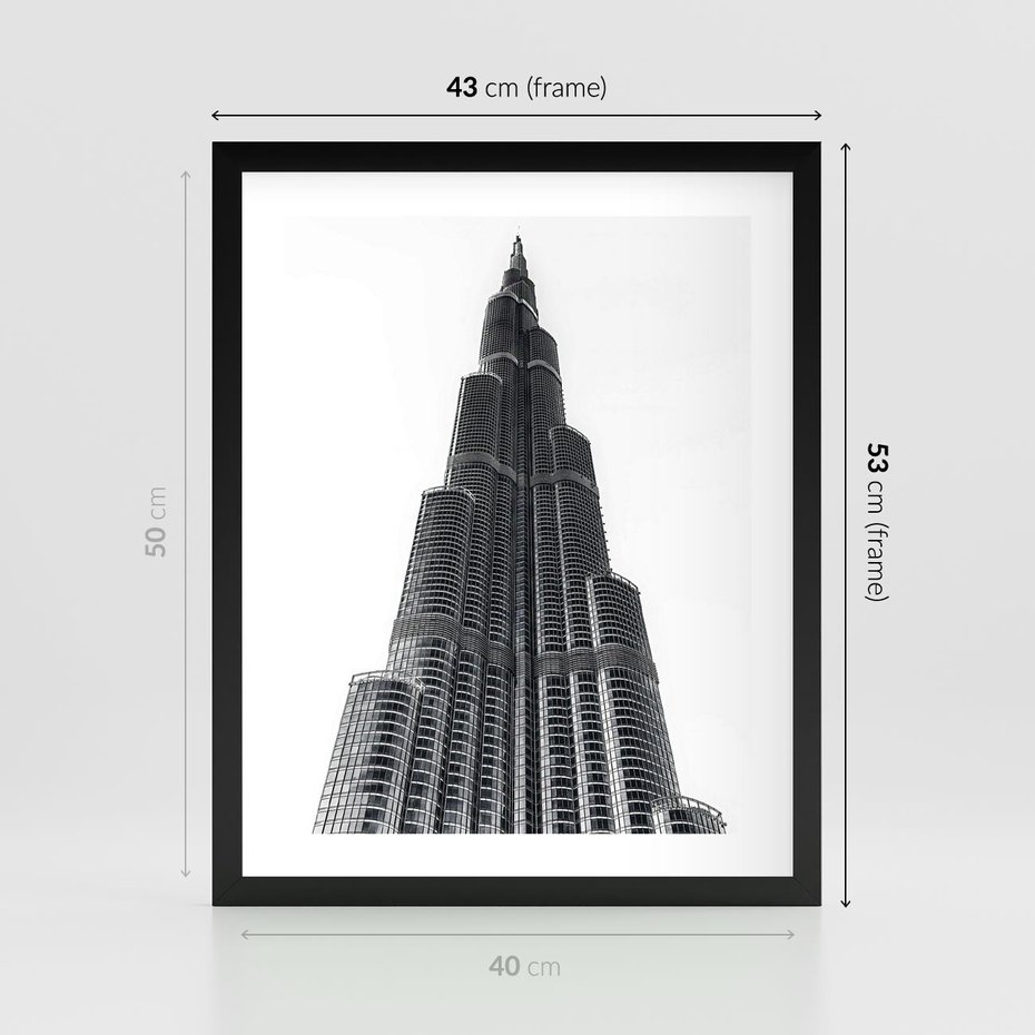 Plakat w ramie 40x50 - Wieżowiec w Monochromii - wieżowiec, architektura - rama czarna