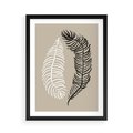 Plakat w ramie 50x70 - Spleciona Harmonia - sztuka nowoczesna, białe i czarne pióro - rama czarna