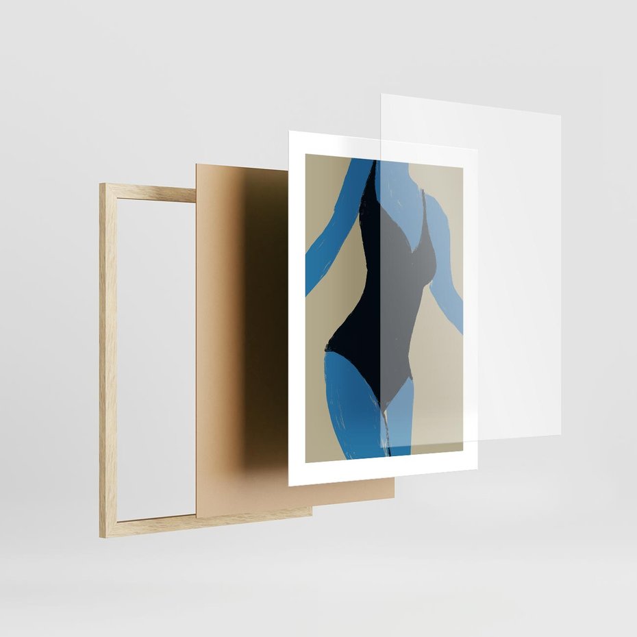 Plakat w ramie 30x40 - Zaklęta Kompozycja - abstrakcyjny plakat, nowoczesna sztuka - rama drewno