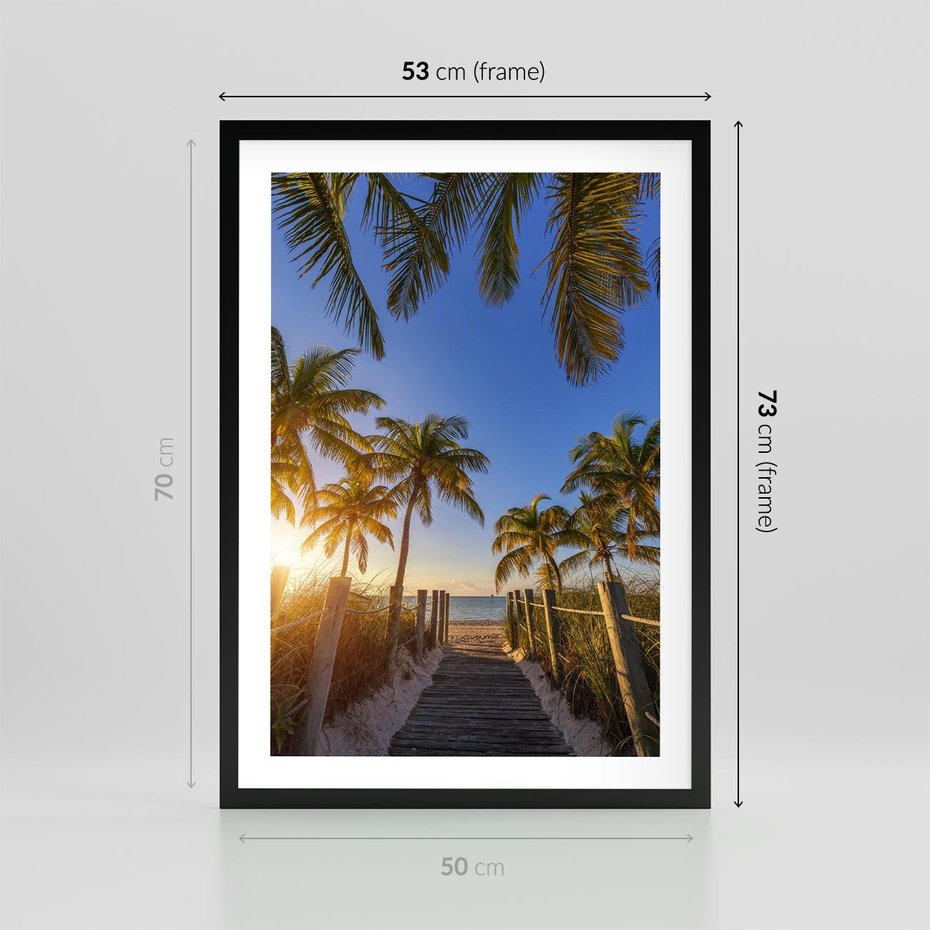Plakat w ramie 50x70 - Rajskie palmy w tropikalnym raju - palmy, tropiki - rama czarna