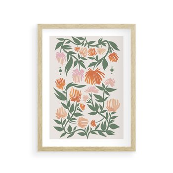 Plakat w ramie 30x40 - Kwiatowe Odbicia - kwiaty polne, plakat - rama drewno