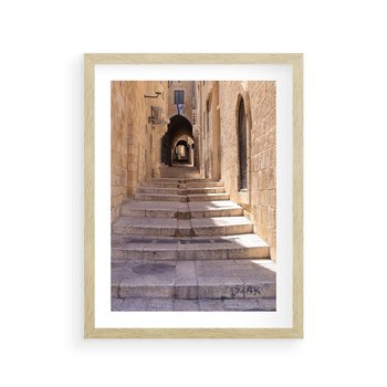 Plakat w ramie 50x70 - miasto w innej odsłonie - uliczka, perspektywa - rama drewno