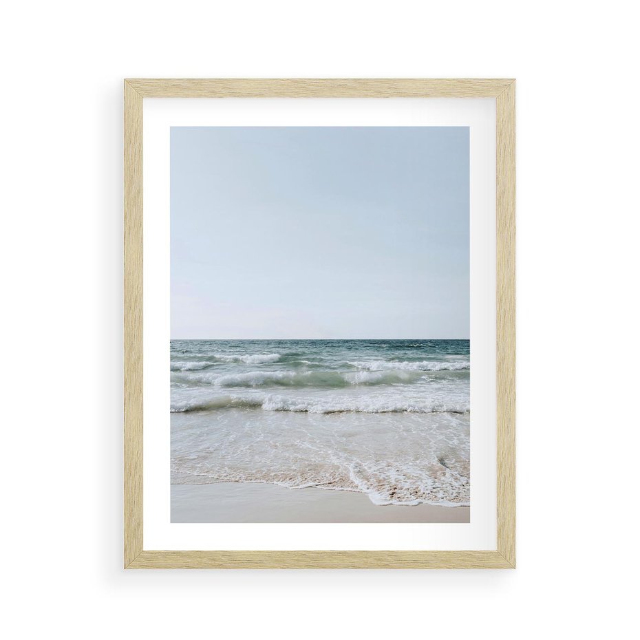 Plakat w ramie 40x50 - Spokój nad Brzegiem - plaża, morze - rama drewno