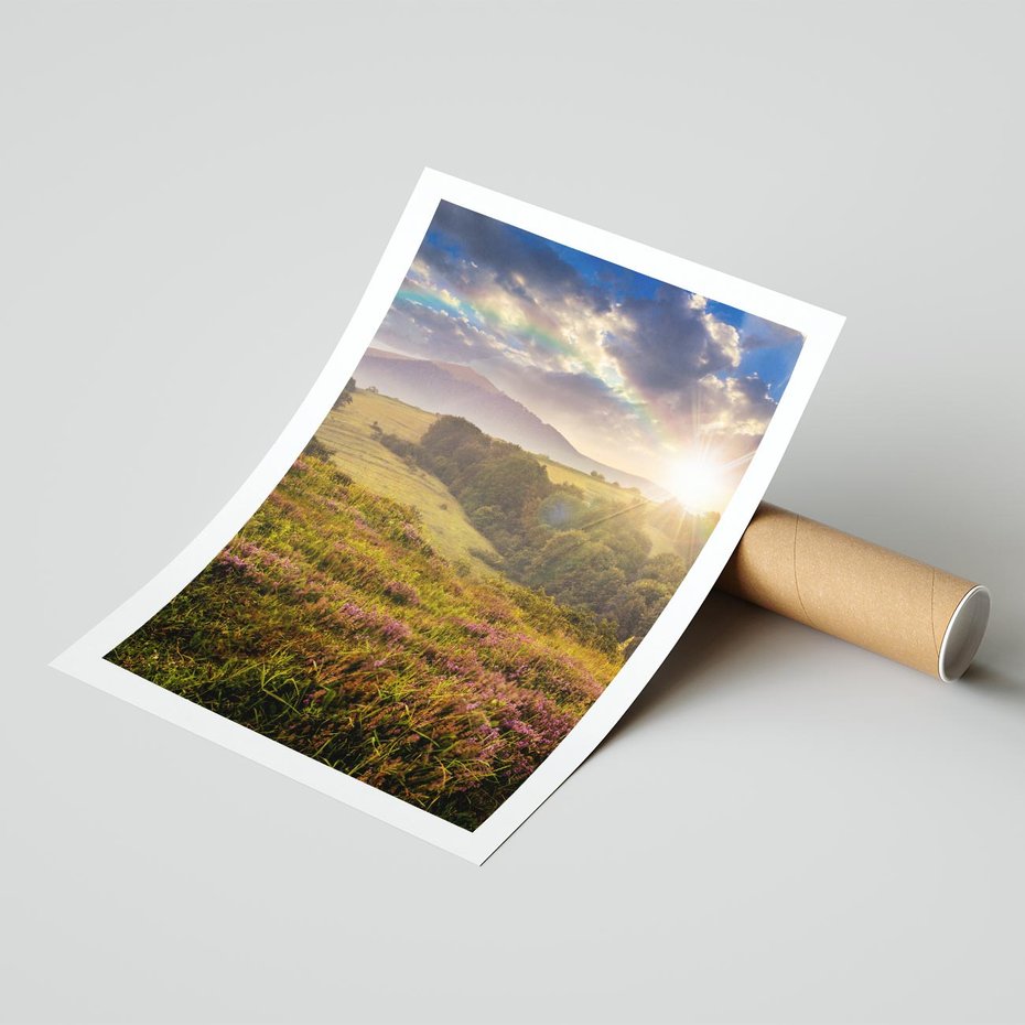 Plakat bez ramy 21x30 - Pejzaż na łące - pejzaż, łąka