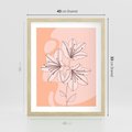 Plakat w ramie 40x50 - Kwiatowa Harmonia - minimalistyczny plakat, pudrowe kwiaty - rama drewno