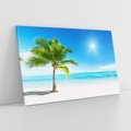 Obraz na płótnie 120x80 - Wakacyjne uniesienie: plaża i palma - plaża, morze