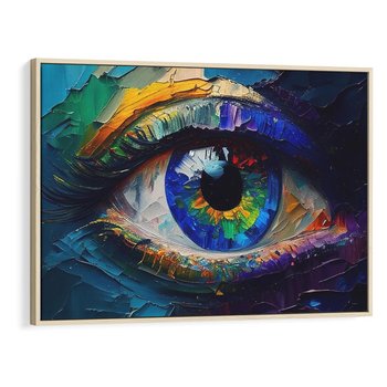 Obraz w ramie 120x80 - Mistyka Tęczowego Oka - oko, obraz olejny - rama drewno