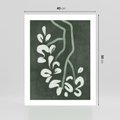 Plakat bez ramy 40x50 - Rozkwitające Zielone Gałęzie - abstrakcyjne delikatne zielone linie, podobne do gałęzi kwiatów