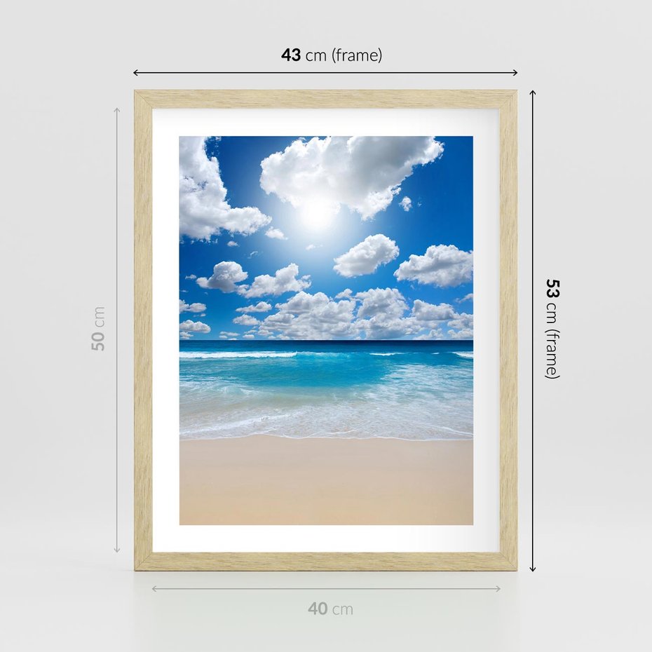 Plakat w ramie 40x50 - Wakacyjna plaża - plaża, wakacje - rama drewno