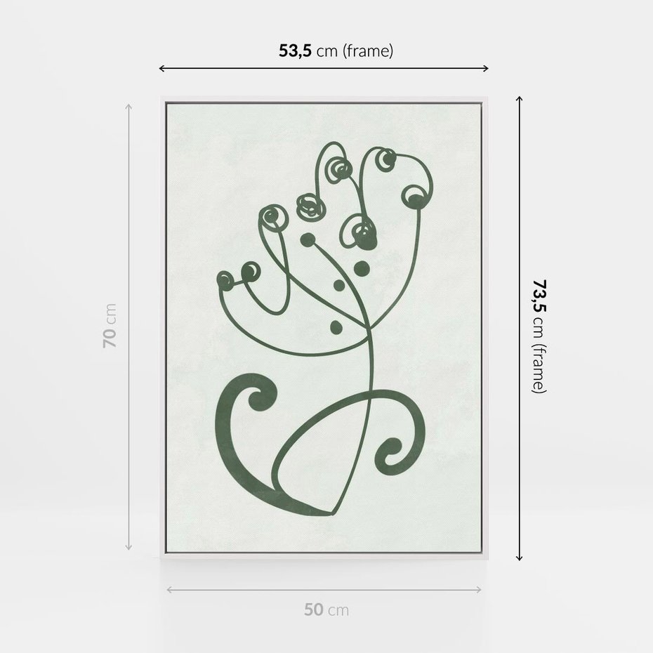 Obraz w ramie 50x70 - Zieleń Wyjątkowego Ukojenia - zielony odcień, abstrakcja - rama biała