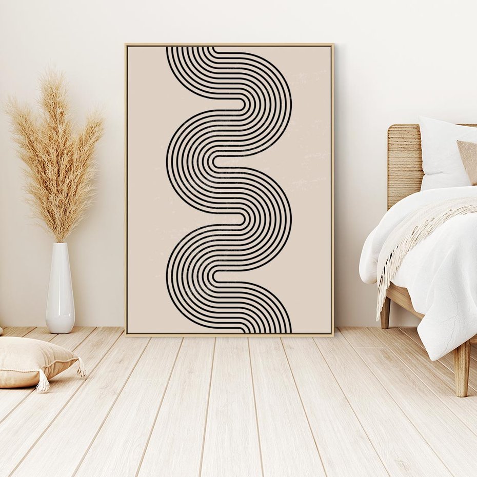 Obraz w ramie 50x70 - Bezgraniczne Odbicia - abstrakcyjne linie, geometria - rama drewno