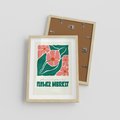 Plakat w ramie 30x40 - Retro Inspiracja - minimalistyczna kwiatowa kompozycja, pastelowe kolory - rama drewno