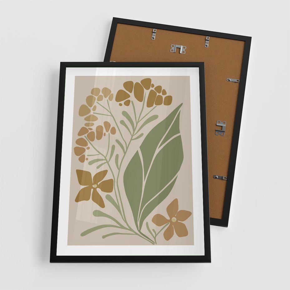 Plakat w ramie 50x70 - Subtelność Utajona - nowoczesny plakat, roślinność - rama czarna