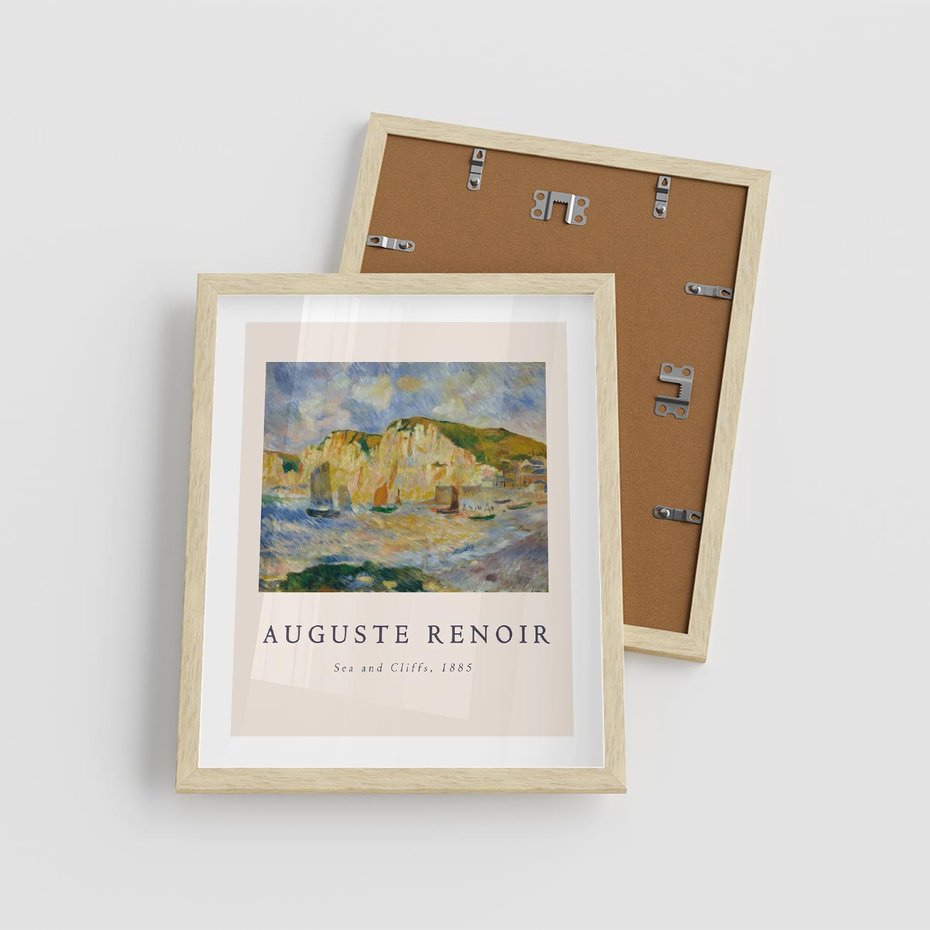 Plakat w ramie 40x50 - Plakat z Reprodukcją A. Renoira - Auguste Renoir, Morze i klify - rama drewno