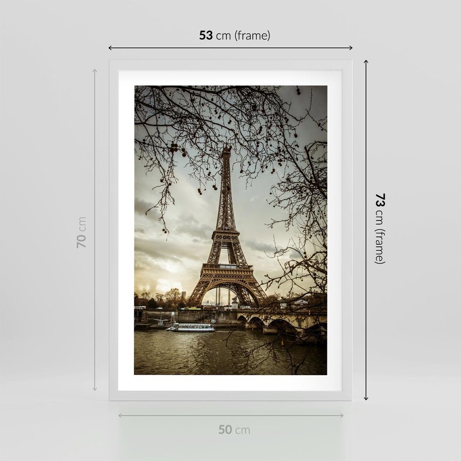 Plakat w ramie 50x70 - Uroczystość w Paryżu - Paryż, wieża - rama biała