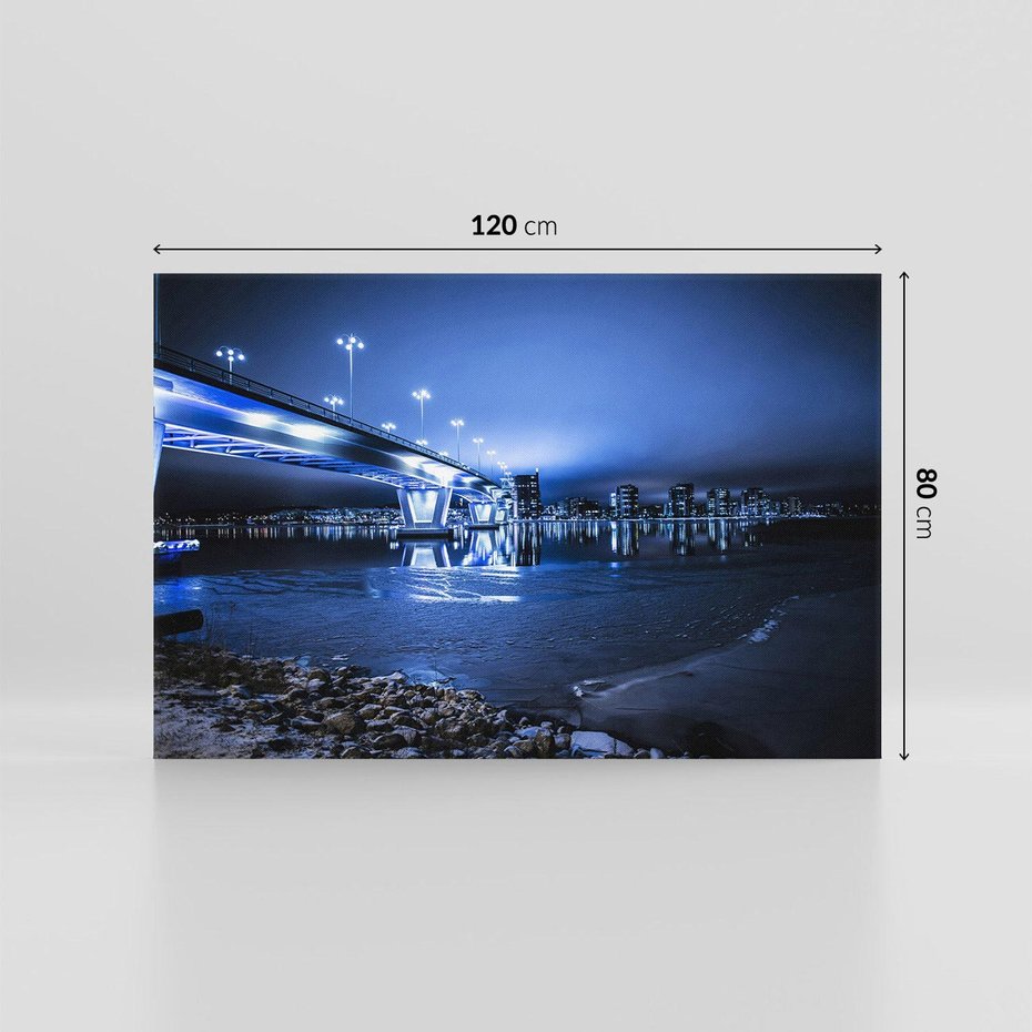 Obraz na płótnie 120x80 - Nocne miasto most - noc, miasto