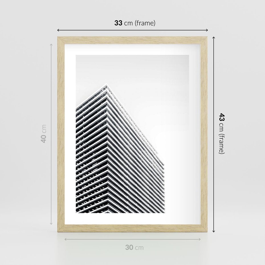 Plakat w ramie 30x40 - Wzorce Wysokości - architektura, wysoki wieżowiec - rama drewno