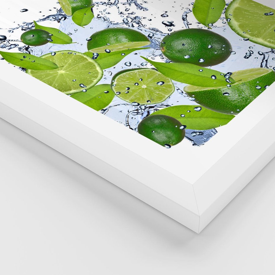 Plakat w ramie 30x40 - Cytrusowa Świeżość - limonki, cytryny - rama biała