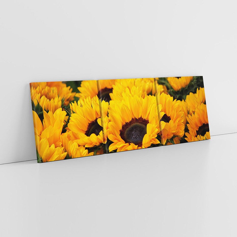 Obraz na płótnie 90x30 - promień słoneczny w kwiatowym świecie - słoneczniki, kwiat