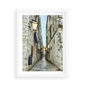 Plakat w ramie 50x70 - Urok Włoskiej Uliczki - włoska, uliczka - rama biała