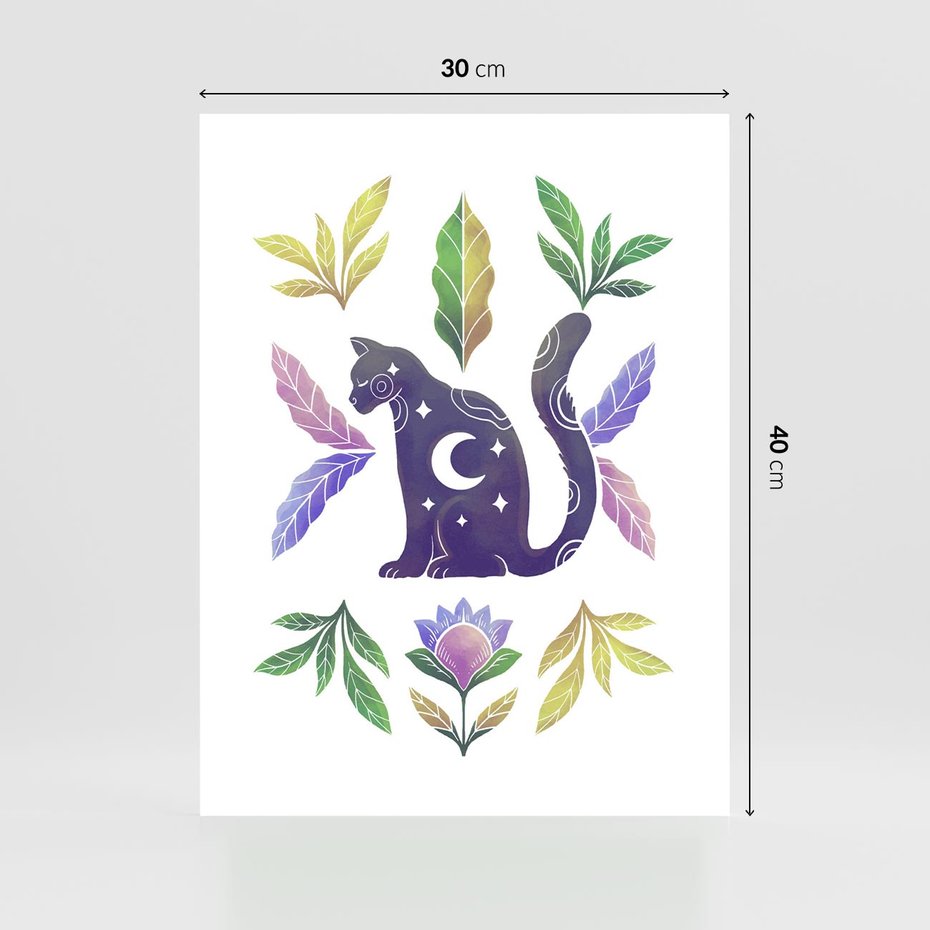 Plakat bez ramy 30x40 - Migotliwa Przestrzeń - boho kot, plakat