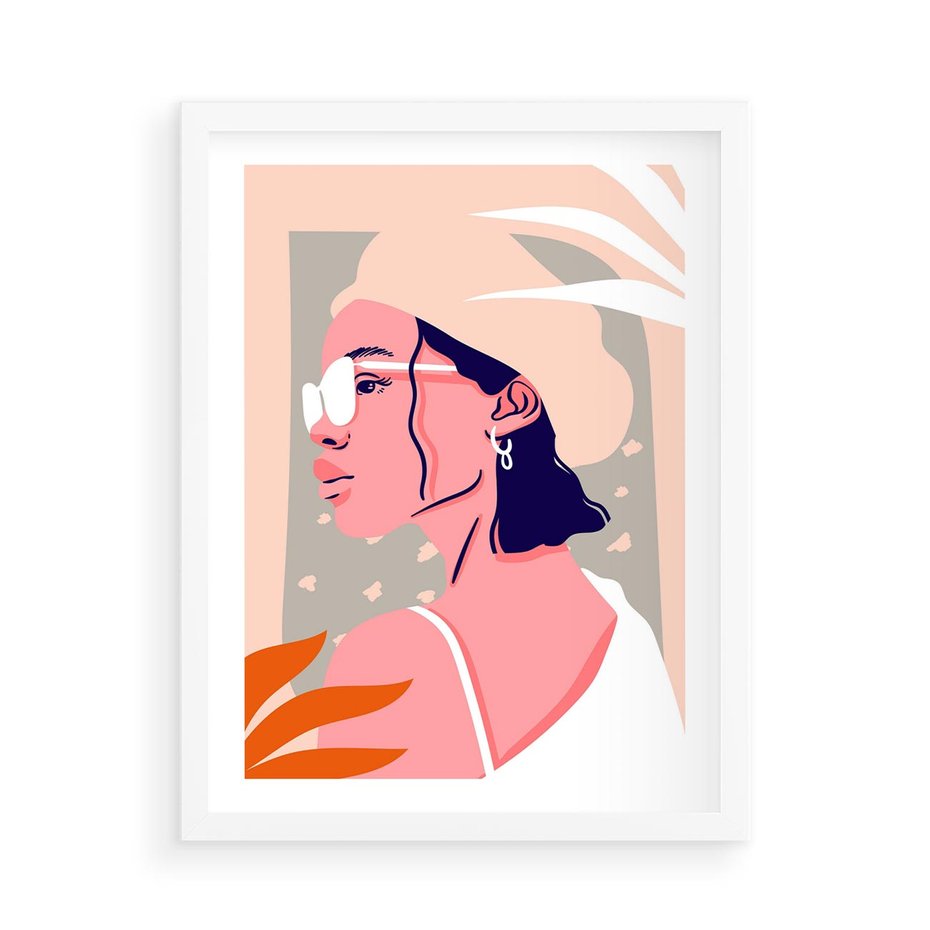 Plakat w ramie 50x70 - Kobieca Esencja - nowoczesny plakat, styl retro - rama biała