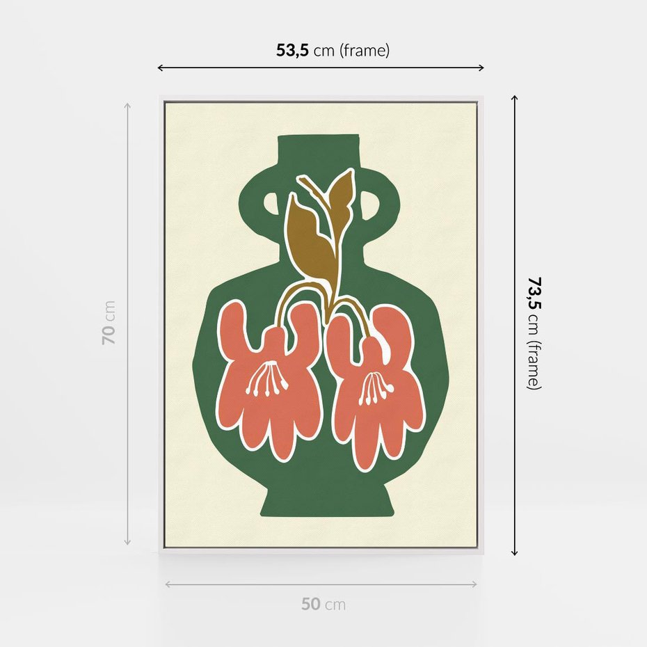 Obraz w ramie 50x70 - Kreatywne Impulsy - boho styl, wazon - rama biała