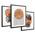 Zestaw obrazy w ramie 50x70 galeria - Monstera, boho, linie, minimalizm - rama czarna
