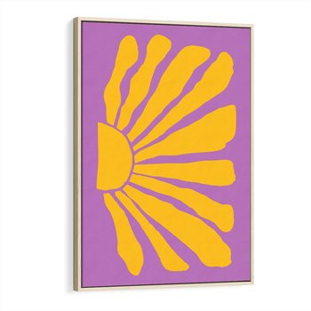 Obraz w ramie 80x120 - Podróżne Kontury - abstrakcyjny plakat, intensywne różowe tło - rama drewno