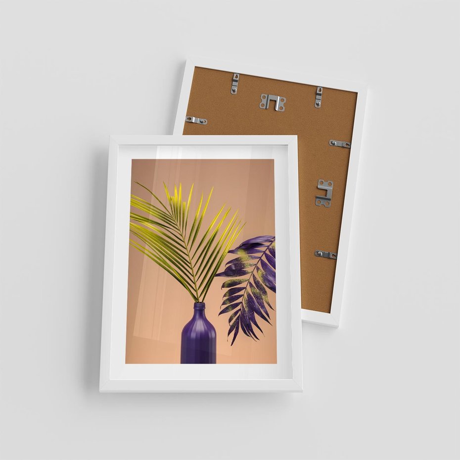 Plakat w ramie 30x40 - Delikatne Piękno - palma, pastele - rama biała