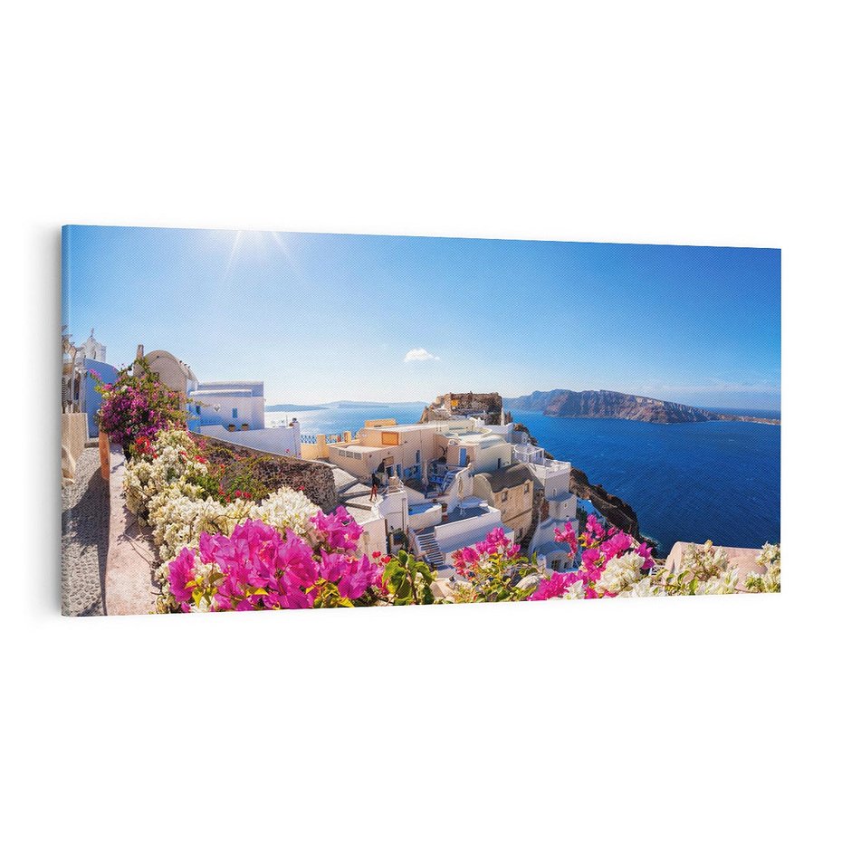 Obraz na płótnie 140x70 - Błękit morza i białe domy - Santorini, Grecja