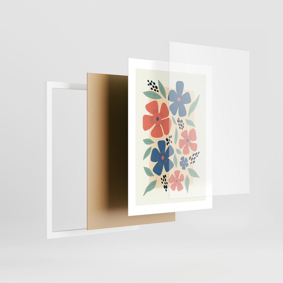 Plakat w ramie 30x40 - Kolorowe liście tęsknot - minimalistyczny plakat, grafika - rama biała